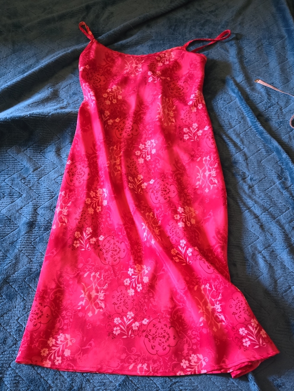 Red Floral Satin Dress